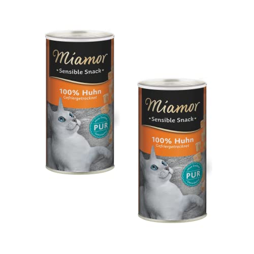 Miamor Sensible Snack Huhn Pur | Doppelpack | 2 x 30g | Katzensnack aus Hühnerbrustfilet | Einzelfuttermittel auch für empfindliche Katzen und bei Allergien | Als Belohnung von Miamor
