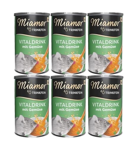 Miamor Trinkfein Gemüse 6 x 135ml | Vitaldrink mit Huhn, Karotte & Spinat | Flüssigsnack für Katzen | Mit Vitamin B – Ohne Milch & Zucker | Ergänzungsfutter für Katzen von Miamor