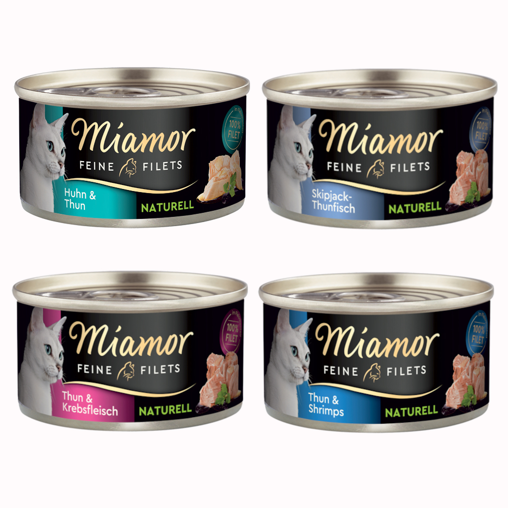 Sparpaket Miamor Feine Filets Naturelle 24 x 80 g - Mixpaket 1 (4 Sorten) von Miamor