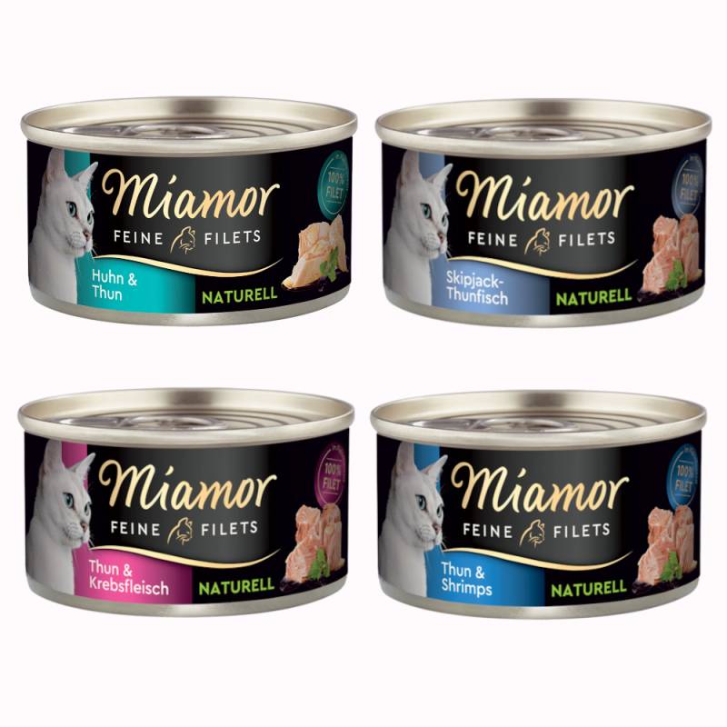 Sparpaket Miamor Feine Filets Naturelle 24 x 80 g - Mixpaket 1 (4 Sorten) von Miamor