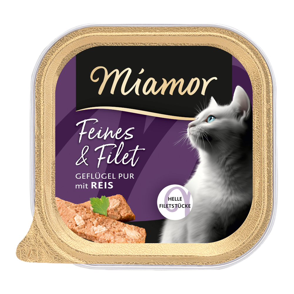 Sparpaket Miamor Feines & Filet 32 x 100 g - Geflügel Pur & Reis von Miamor