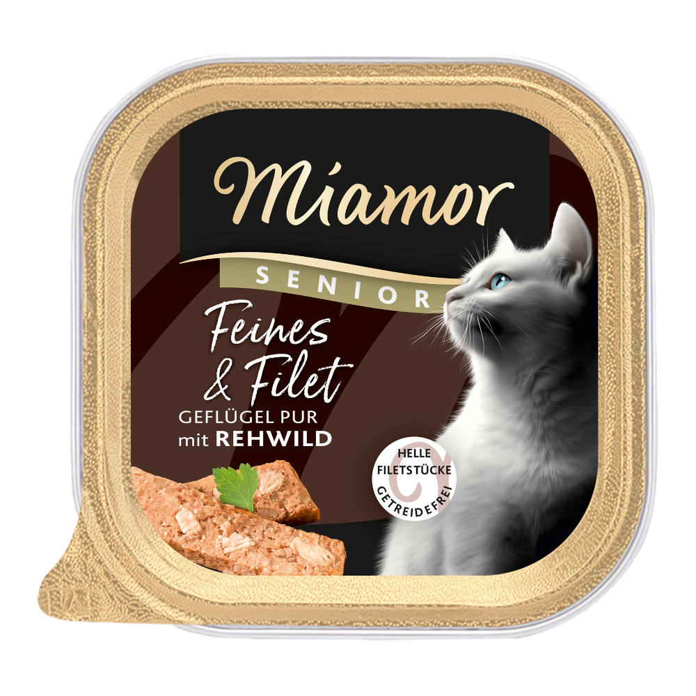 Sparpaket Miamor Feines & Filet Senior 32 x 100 g - Geflügel Pur & Rehwild von Miamor