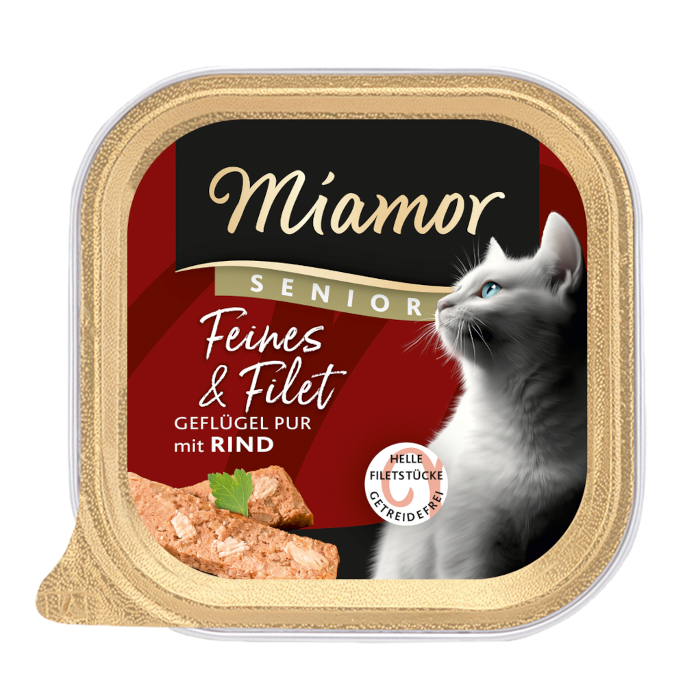 Sparpaket Miamor Feines & Filet Senior 32 x 100 g - Geflügel Pur & Rind von Miamor