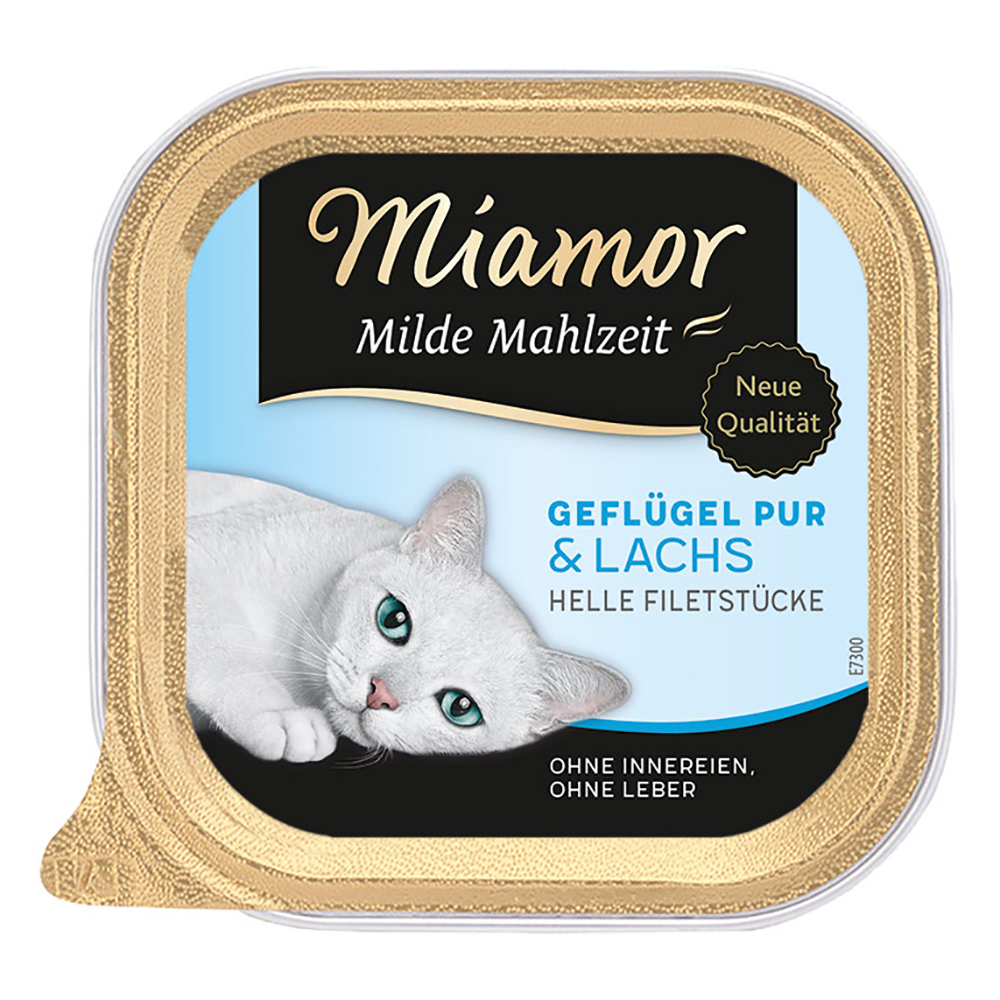 Sparpaket Miamor Milde Mahlzeit 24 x 100 g - Geflügel Pur & Lachs von Miamor