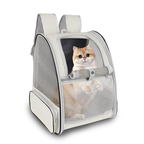 Katzen-Rucksack, Haustier-Tragetasche, von Fluggesellschaften zugelassen für kleine Hunde, Katzen, Welpen, Kätzchen, Kaninchen, belüftetes Netz-Design, Tierrucksack für Wandern, Camping, Reisetasche Katzen-Rucksack, Haustier-Tragetasche, von Fluggesellschaften zugelassen für kleine Hunde, Katzen, Welpen, Kätzchen, Kaninchen, belüftetes Netz-Design, Tierrucksack für Wandern, Camping, Reisetasche von Miaoaws