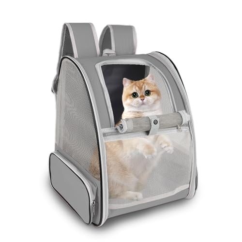 Katzen-Rucksack, Haustier-Tragetasche, von Fluggesellschaften zugelassen für kleine Hunde, Katzen, Welpen, Kätzchen, Kaninchen, belüftetes Netz-Design, Tierrucksack für Wandern, Camping, Reisetasche Katzen-Rucksack, Haustier-Tragetasche, von Fluggesellschaften zugelassen für kleine Hunde, Katzen, Welpen, Kätzchen, Kaninchen, belüftetes Netz-Design, Tierrucksack für Wandern, Camping, Reisetasche von Miaoaws