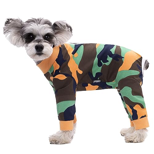 Camouflage-Anzug, für Damen und Herren, für kleine, mittelgroße Hunde, chirurgischer Genesungsanzug, Body nach Operationen, Reißverschluss am Rücken, für Welpen, Katzen, langärmelig, Einteiler nach von Miaododo