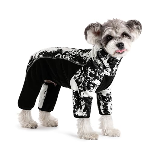Fleece-Hundemantel für kleine und mittelgroße Hunde, Pullover, Pyjama, Overall, Bodysuit, Welpenmantel mit Beinen, winddicht, warm, kaltes Wetter, Ganzkörperweste, gemütlicher Schneeanzug, Outfit Fleece-Hundemantel für kleine und mittelgroße Hunde, Pullover, Pyjama, Overall, Bodysuit, Welpenmantel mit Beinen, winddicht, warm, kaltes Wetter, Ganzkörperweste, gemütlicher Schneeanzug, Outfit von Miaododo