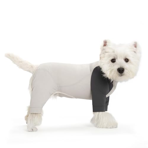 Hunde-Operationsanzug für kleine und mittelgroße Hunde, langärmliger Sommer-Einteiler für Operationen, weibliche und männliche Hunde (Grau, XL) von Miaododo