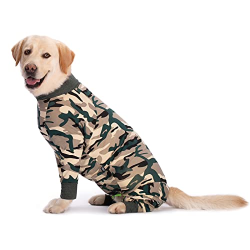 Hunde-Schlafanzug für Hunde nach Operationen, mittelgroße und große Hunde, leichter, bezaubernder Hunde-Einteiler zum Ausfallen, verhindert Lecken von chirurgischen Wunden, große Hunde, voller Bauch von Miaododo