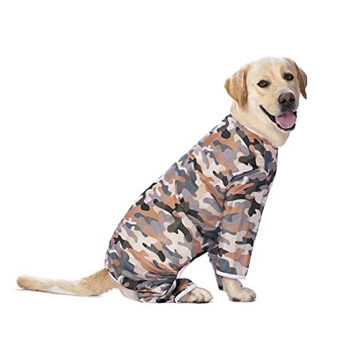 Leichter Hunde-Einteiler, Hunde-Einteiler für mittelgroße Hunde nach Operationen, für Damen/Herren, schnell trocknend, Camouflage, Ganzkörper-Pyjama, Ganzkörper-Schlafanzug, verhindert Lecken, von Miaododo