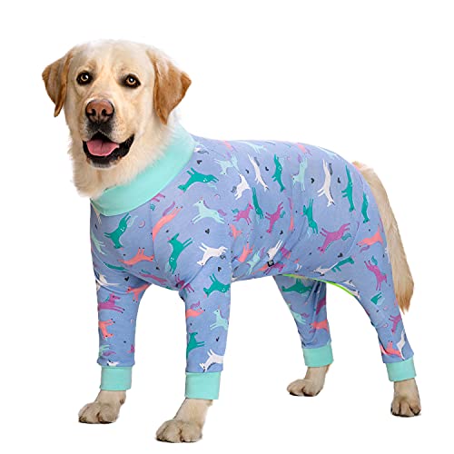 Miaododo Hunde-Einteiler für mittelgroße und große Hunde, professionelle OP-Genesungsanzug, voller Bauch für Ausfallen, Allergien, Anti-Lecken, Wundschutz, Hunde-Pyjama-Kleidung (38, lila) von Miaododo