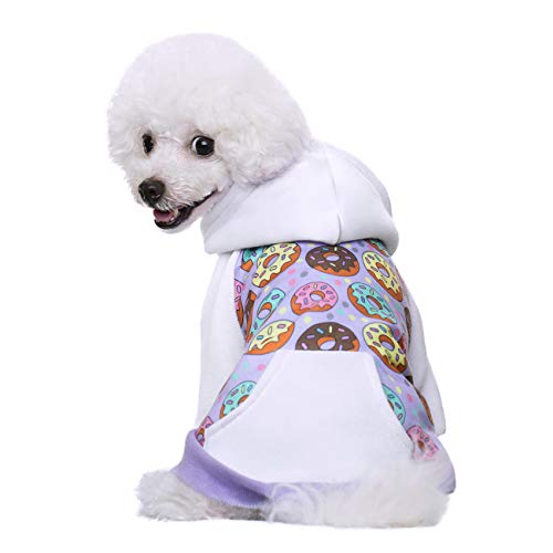 Miaododo Hunde-Kapuzenpullover mit Kapuze, warme Chihuahua-Kleidung für kleine, mittelgroße Haustiere, Hunde und Katzen, mit echter Tasche(L, Violett) von Miaododo