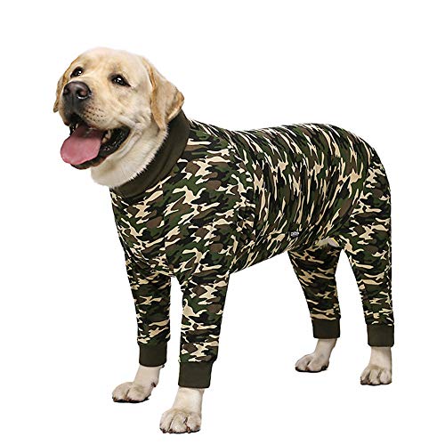 Miaododo Hunde-Pyjama, Jumpsuit für mittelgroße und große Hunde, leicht, bezaubernde Haustierkleidung, Jumpsuit, Einteiler, große Größe, Hunde-Shirt nach Operationen, 28(bust 68cm), camouflage von Miaododo