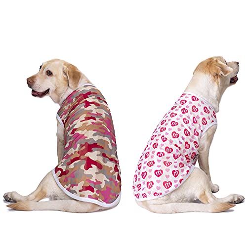 Miaododo Hunde-Shirts für mittelgroße und große Hunde, Camouflage, schnell trocknend, atmungsaktiv, dehnbar, ärmellos, Hunde-T-Shirt, Hundebekleidung (Pink Camo + Herz, 26) von Miaododo