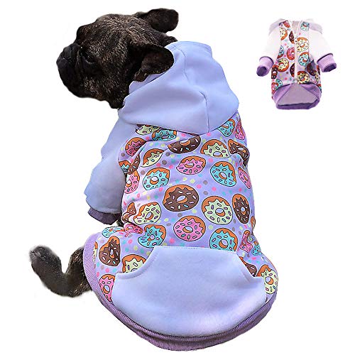 Miaododo Kapuzenpullover für kleine und mittelgroße Hunde mit Kapuze, Sweatshirt mit Tasche, Haustier-Kleidung, Pullover mit Hut, Fleece, für den Winter von Miaododo