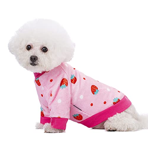 Miaododo Kleidung für kleine Hunde, Blumendruck, leichter Kapuzenpullover mit Tasche, Haustier-Sweatshirt mit Kapuze, Hunde-Outfit, Katzenbekleidung (S, rosa Flanell) von Miaododo