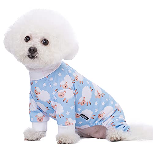 Miaododo Rosa Schaf Welpe Hund Weihnachten Pyjama Hoodie Niedlich Haustier Hund Katze Kleidung Kostüm Pullover für kleine mittelgroße Hunde Mädchen Junge Pjs Einteiler Shirt von Miaododo