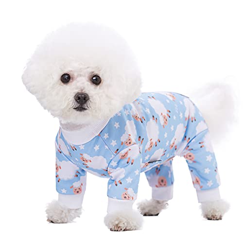 Miaododo Weihnachtspyjama mit Kapuze, für Hunde, Katzen, Pullover für kleine, mittelgroße Hunde, Mädchen, Blau / Rosa von Miaododo