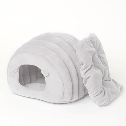 Comfy Dog Cat House Pet Bed, Warm Puppy Kitten Sleeping Nest, 2-in-1 Dogs Cats Tent Bed Removable Foldable Sleeping Cushion Dog Cat Cuddler Bed (40x35x35cm,Gray) von Miaogoo