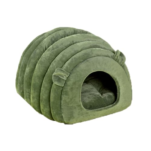 Comfy Dog Cat House Pet Bed, Warm Puppy Kitten Sleeping Nest, 2-in-1 Dogs Cats Tent Bed Removable Foldable Sleeping Cushion Dog Cat Cuddler Bed (40x35x35cm,Green) von Miaogoo