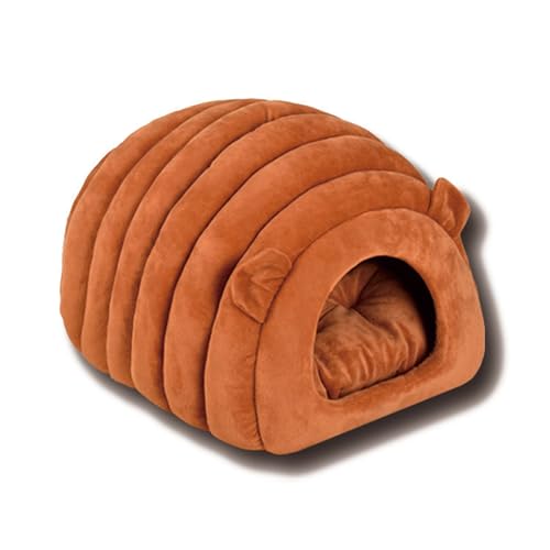 Comfy Dog Cat House Pet Bed, Warm Puppy Kitten Sleeping Nest, 2-in-1 Dogs Cats Tent Bed Removable Foldable Sleeping Cushion Dog Cat Cuddler Bed (40x35x35cm,Orange) von Miaogoo