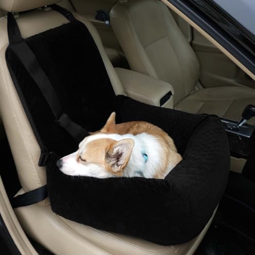 Hunde-Autositz-Bett für kleine mittelgroße Hunde, waschbar, weich, für Vorder- und Rückseite, rutschfest, Reise-Booster-Bett für Welpen, Katzen, Haustierbedarf (Schwarz) von Miaogoo