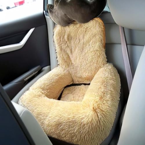 Hunde-Autositz mit Sicherheitsleine und rutschfester Unterseite, weicher Plüsch, flauschiges Fell, Haustiererhöhung, Sicherheitssitz, Reisen, tragbares Haustierbett für kleine, mittelgroße Hunde und Hunde-Autositz mit Sicherheitsleine und rutschfester Unterseite, weicher Plüsch, flauschiges Fell, Haustiererhöhung, Sicherheitssitz, Reisen, tragbares Haustierbett für kleine, mittelgroße Hunde und von Miaogoo