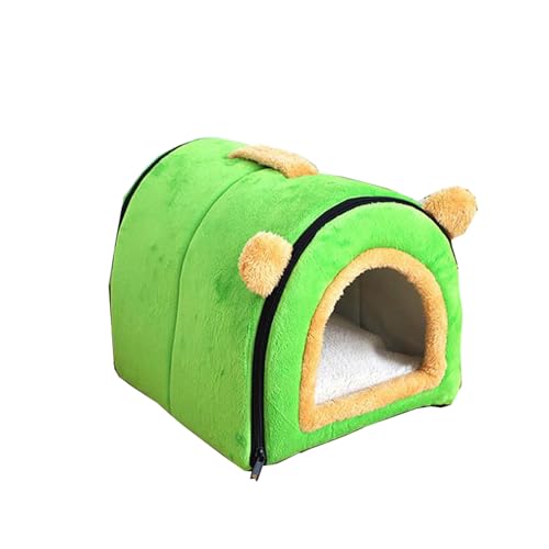 Hunde- und Katzenbett, weich, warm, Sofa, Boden, Haustierhöhle, Haus, faltbares Winter-Haustier-Schlafnest mit abnehmbarem Kissen, 2-in-1-Haustierbett (Grün, 70 x 55 x 53 cm) von Miaogoo