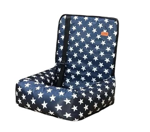 Hundeautositz, 2-in-1 wasserdichte Sitzerhöhung Welpensitzbezug für Haustier im Auto mit Gurt, Welpen Katze Reisebett, Faltbarer Sicherheitskorb Sitz für kleine mittelgroße Hunde (Navy Star) von Miaogoo