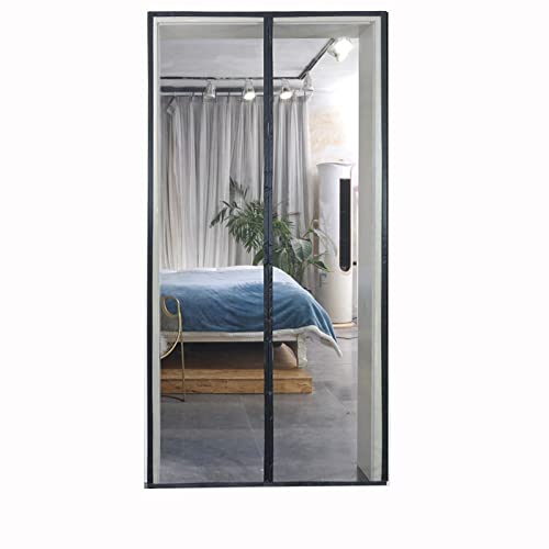 Miaogoo Balkontür mit Reißverschluss, Anti-Mückengitter Tür Mesh Durable Slft Adhesive Door Fly Mesh, Luftbelüftung, Schiebetür Französische Tür Mesh (100 x 200 cm, Schwarz-Mitte) von Miaogoo