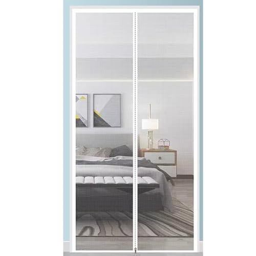 Miaogoo Balkontür Mit Reißverschluss, Anti-Mückengitter Tür, Durable Self Adhesive Door Fly Mesh, Luftbelüftung, Schiebetür Französische Tür (70 x 220 cm, Weiß Mitte) von Miaogoo