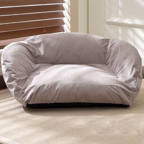 Miaogoo Beruhigendes Hundebett, Haustiersofa mit rutschfester Unterseite, abnehmbar, waschbar, Welpenschlafbett, Katzen-Couch, stützende Hunde-Schlafmatratze (70 x 42 x 30 cm, Grau) von Miaogoo