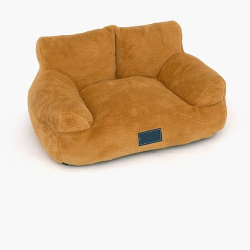 Miaogoo Flauschiges Plüsch-Katzen- und Hundesofa, orthopädisch, beruhigend, waschbar, abnehmbar, rutschfest, für kleine, mittelgroße Hunde, Katzen (L: 75 x 48 x 23 cm, Braun) von Miaogoo