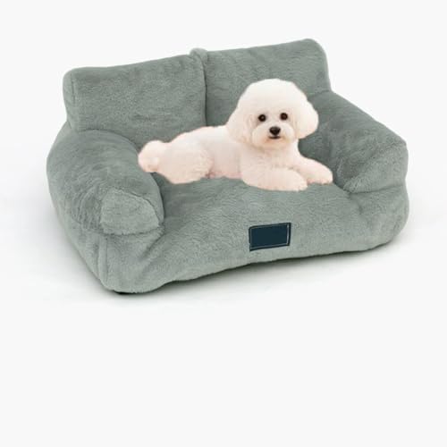 Miaogoo Flauschiges Plüsch-Katzen- und Hundesofa, orthopädisch, beruhigend, waschbar, abnehmbar, rutschfest, für kleine, mittelgroße Hunde, Katzen (L: 75 x 48 x 23 cm, Grau) von Miaogoo