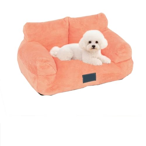 Miaogoo Flauschiges Plüsch-Katzen- und Hundesofa, orthopädisch, beruhigendes Haustierbett, waschbar, abnehmbar, rutschfest, für kleine, mittelgroße Hunde, Katzen (L: 75 x 48 x 23 cm, Rosa) von Miaogoo