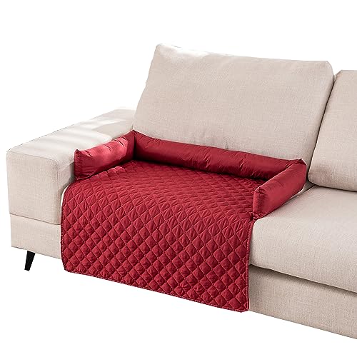 Miaogoo Gemütliches Hunde-Sofa-Bett, wasserdichter Haustiermöbelschutz, rutschfester Sofabett-Bezug, waschbares Hunde-Katzenkissen für mittelgroße und große Hunde und Katzen (90 x 90 cm, rot) von Miaogoo