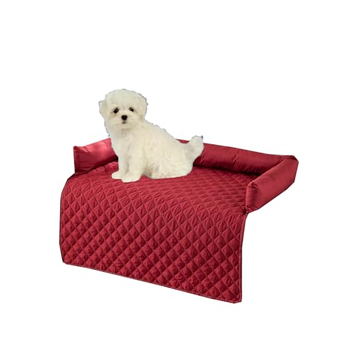 Miaogoo Haustier-Sofa-Bett, Möbelschutz, Hund und Katze, Schlafbett, rutschfest, wasserdicht, waschbar, beruhigendes Hundebett (75 x 75 cm, rot) von Miaogoo