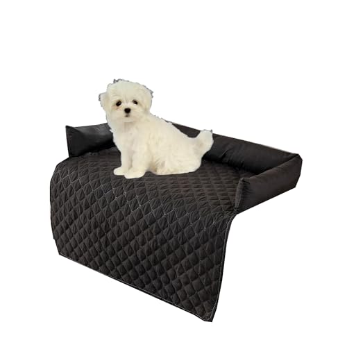 Miaogoo Haustier-Sofa-Bett Möbelschutz, Hund Katze Schlafbett Rutschfest Wasserdicht Sofa Bett Decke Bett, waschbar, beruhigendes Hundebett (90 x 90 cm, Schwarz) von Miaogoo