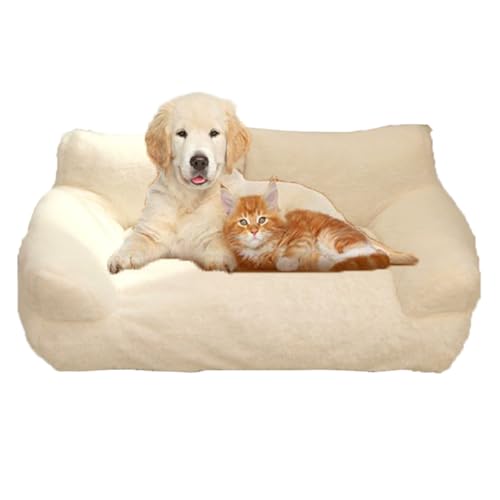 Miaogoo Katzenbett, Hundesofakissen, Haustier-Couch-Pad, flauschig, beruhigendes Bett mit Nackenstütze und rutschfester Unterseite, Schlafmatratze für große kleine Hunde und Katzen, Größe M, 65 x 45 x von Miaogoo