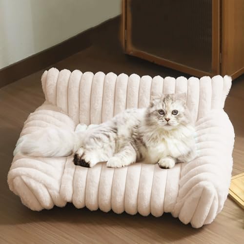 Miaogoo Plüsch-Sofa-Kissen, flauschiges Samt, Katzen- und Hundebett, beruhigende Matte mit rutschfester Unterseite, waschbar, für Welpen, kleine Hunde, Katzen, Schlafbett (M: 65 x 45 x 22 cm von Miaogoo