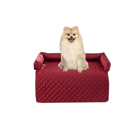 Miaogoo Schutzbezug für Hundesofa, wasserdicht, für mittelgroße und große Hunde und Katzen, beruhigende Matte mit erhöhtem Rand, leicht zu reinigen (75 x 120 cm, rot) von Miaogoo