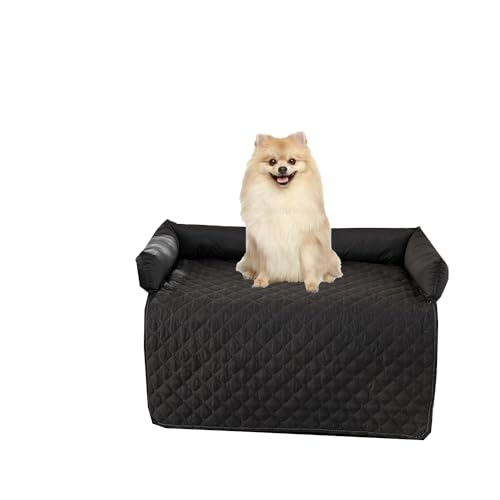 Miaogoo Schutzbezug für Hundesofa, wasserdicht, für mittelgroße und große Hunde und Katzen, beruhigende Matte mit erhöhtem Rand, leicht zu reinigen (75 x 75 cm, Schwarz) von Miaogoo