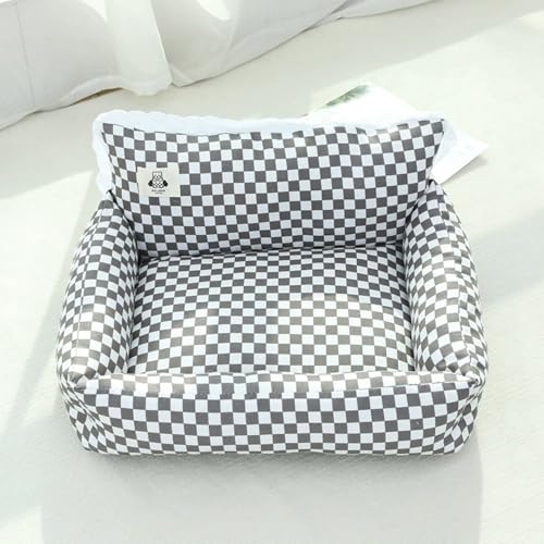 Miaogoo Weiches Haustier-Schlafbett, für kleine Hunde, rutschfest, Katzen-Couch mit erhöhten Kanten, 4-seitige Nackenrolle, waschbar, Haustiermöbel, beruhigendes Kissen, 55 x 48 cm, weißes Gitter Miaogoo Weiches Haustier-Schlafbett, für kleine Hunde, rutschfest, Katzen-Couch mit erhöhten Kanten, 4-seitige Nackenrolle, waschbar, Haustiermöbel, beruhigendes Kissen, 55 x 48 cm, weißes Gitter von Miaogoo