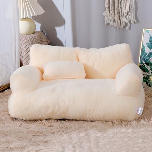 Miaogoo Weiches Haustier-Schlafsofa, Katzen-/Hundetoilette mit Reißverschluss und Kissen, waschbares Haustiermöbelkissen, rutschfeste orthopädische Unterstützung, beruhigende Matratze, 65 x 43 x 27 cm von Miaogoo