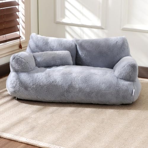 Miaogoo Weiches Haustier-Schlafsofa, Katzen-Hundesofa mit Reißverschluss und Kissen, waschbares Haustiermöbelkissen, rutschfeste orthopädische Unterstützung, beruhigende Matratze (75 x 48 x 25 cm von Miaogoo