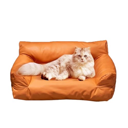 Miaogoo Weiches Haustierbett, Sofa, beruhigendes Bett, waschbar, wasserdicht, Haustier-Couch-Kissen für große, kleine Hunde und Katzen, verschleiß- und kratzfest (XL: 90 x 55 x 23 cm, Orange) von Miaogoo