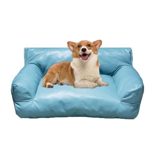 Miaogoo Weiches Haustierbett, Sofa, beruhigendes Bett, waschbar, wasserdicht, für große, kleine Hunde und Katzen, verschleiß- und kratzfest, Größe M: 65 x 45 x 23 cm, Blau von Miaogoo