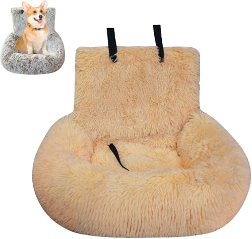 Plüsch-Autositz für Hunde und Katzen, bequemer Haustier-Autositz mit Sicherheitsleine und rutschfester Unterseite, weicher, sicherer, dicker Schaumstoff, Reise-Hundebett, abnehmbar und waschbar (XL von Miaogoo