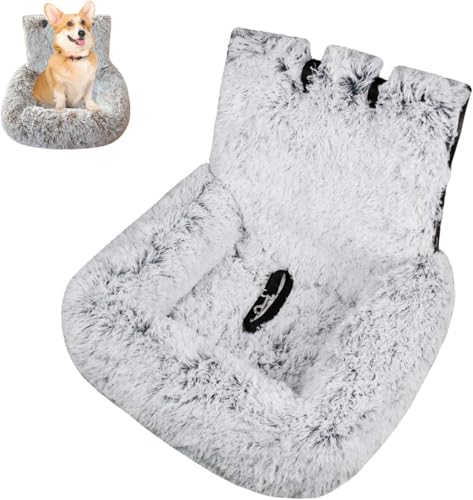 Plüsch-Autositz für Hunde und Katzen, bequemer Haustier-Autositz mit Sicherheitsleine und rutschfester Unterseite, weicher, sicherer, dicker Schaumstoff, Reise-Hundebett, abnehmbar und waschbar (XL von Miaogoo